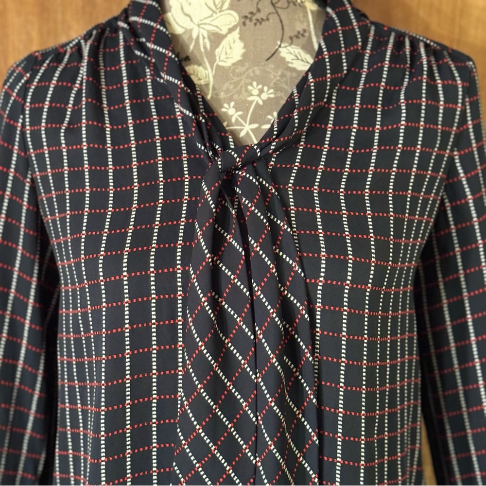 Banana Republic Blouse with Sash Black and Red